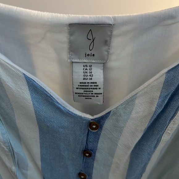 Joie Striped Blue Linen Dress | size 12 - Picture 6 of 6